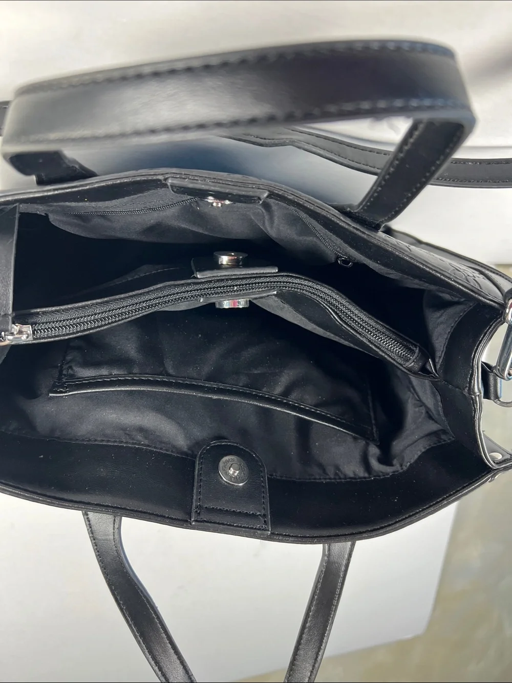 Nine West Black Embossed Satchel with Detachable Strap